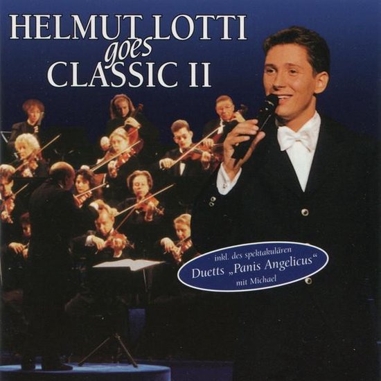 Helmut Lotti chante "goes Classic II" avec orchestre. Helmut à droite avec un micro, orchestre à cordes en arrière-plan.