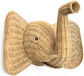 Rotan olifantenkop - Rieten olifant - wanddecoratie - kinderkamer