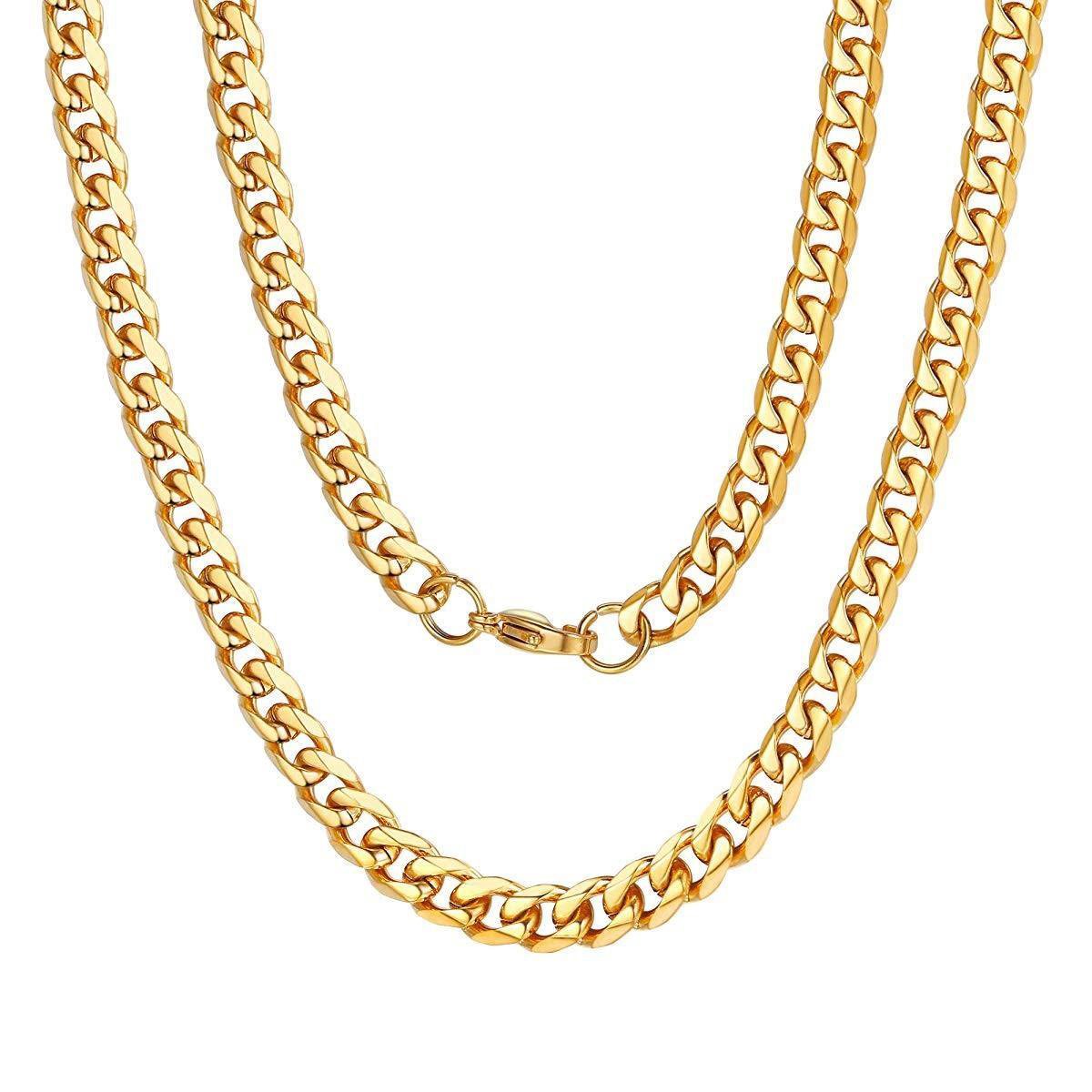 Fako Bijoux® - Schakelketting Staal - Cubaanse Schakel Ketting - RVS - Gourmette - Cuban Link - 7.5mm - 50cm - Goudkleurig