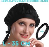 Zijden slaapmuts - Bonnet - 100% silk bonnet - 40% korting - Large - Zacht & stralend haar - Zijden Haarmuts - Haardoek met opbergzakje