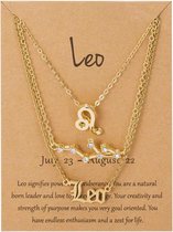 EmmyRovi | Trio sterrenbeeld Ketting op Kaart| Zodiac Sieraden | Leo - Leeuw | BFF Ketting Horoscope | Liefde / Vriendschap| Trendy Sieraad Kerst / Sinterklaas / Feestdagen Cadeau|