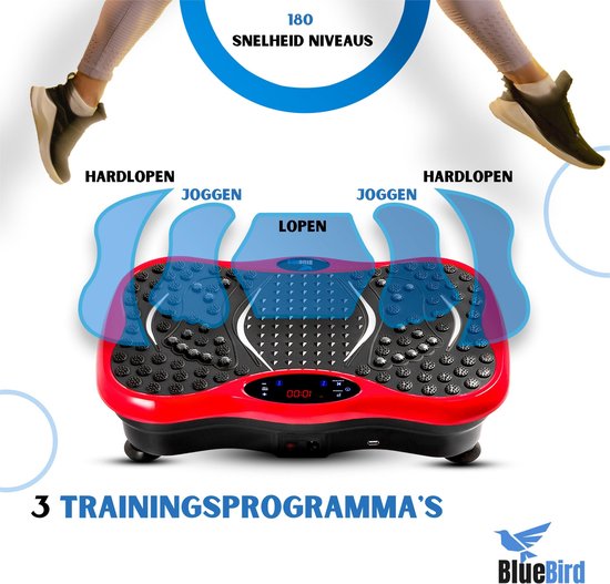 BlueBird Trilplaat Fitness  -Hometrainer - Afvallen - Yoga - Bluetooth Luidspreker - 400W Power Motor - Inclusief Afstandsbediening Rood