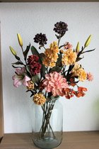 Bloemen op 12 - Zijdenboeket - Veldboeket - Bont geschikt - 80 cm  hoog - Kunstbloemen