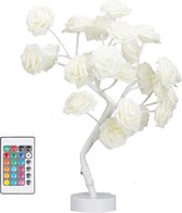 Sfeer Verlichting - LED Tafelverlichting - 16 Kleuren Rozenlamp met Afstandsbediening - Decoratieve Tafellamp - Nachtverlichting Nachtkastje - Woondecoratie - USB en Batterij aangedreven - Ve