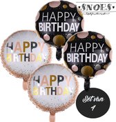 Happy Birthday * Set van 4 Ballonnen * Glitter & Glamour * Black & Gold * Dots * Stippen *  Verjaardag ballon set * Gelukkige verjaardag * Gefeliciteerd