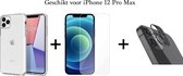 iPhone 12 Pro Max hoesje siliconen case transparant cover - 1x iPhone 12 Pro Max Screen Protector + 1x Camera Lens Screenprotector