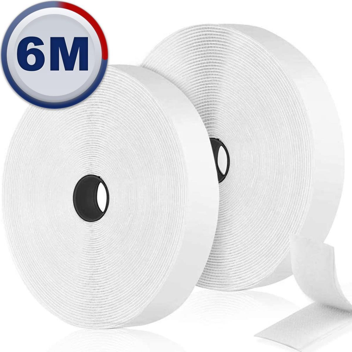 AWEMOZ Klittenband Zelfklevend - Witte Velcro - Klussen - 2 x 6 m Velcro Tape - 2 cm breed