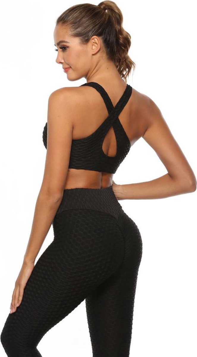 TikTok Shape Legging - TikTok Legging - TikTok kleding - Gym of Thuis legging - Anti Cellulite - High Waist - comfortabel - Zwart - Peach Shape Legging - Maat M — afbeelding 2