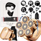 6-in-1 Scheerapparaat Mannen – Trimmer - Sansbeauté® Skull Edition Gold - Nat & Droog - Face Head & Hair Shaver – Hoofd Kaal Scheren - Opzetstukken - Elektrisch