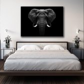 KEK Original - Dieren Olifant - wanddecoratie - 105 x 70 cm - muurdecoratie - Dibond 3mm -  schilderij - Zwart/Wit