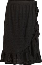 VILA Vikawa Midi Emb Wrap Skirt Black Dames Rok - Maat L