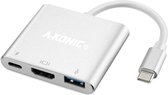 A-KONIC USB-C Hub - 3 in 1 Adapter - USB-C, HDMI & USB 3.0 - Zilver