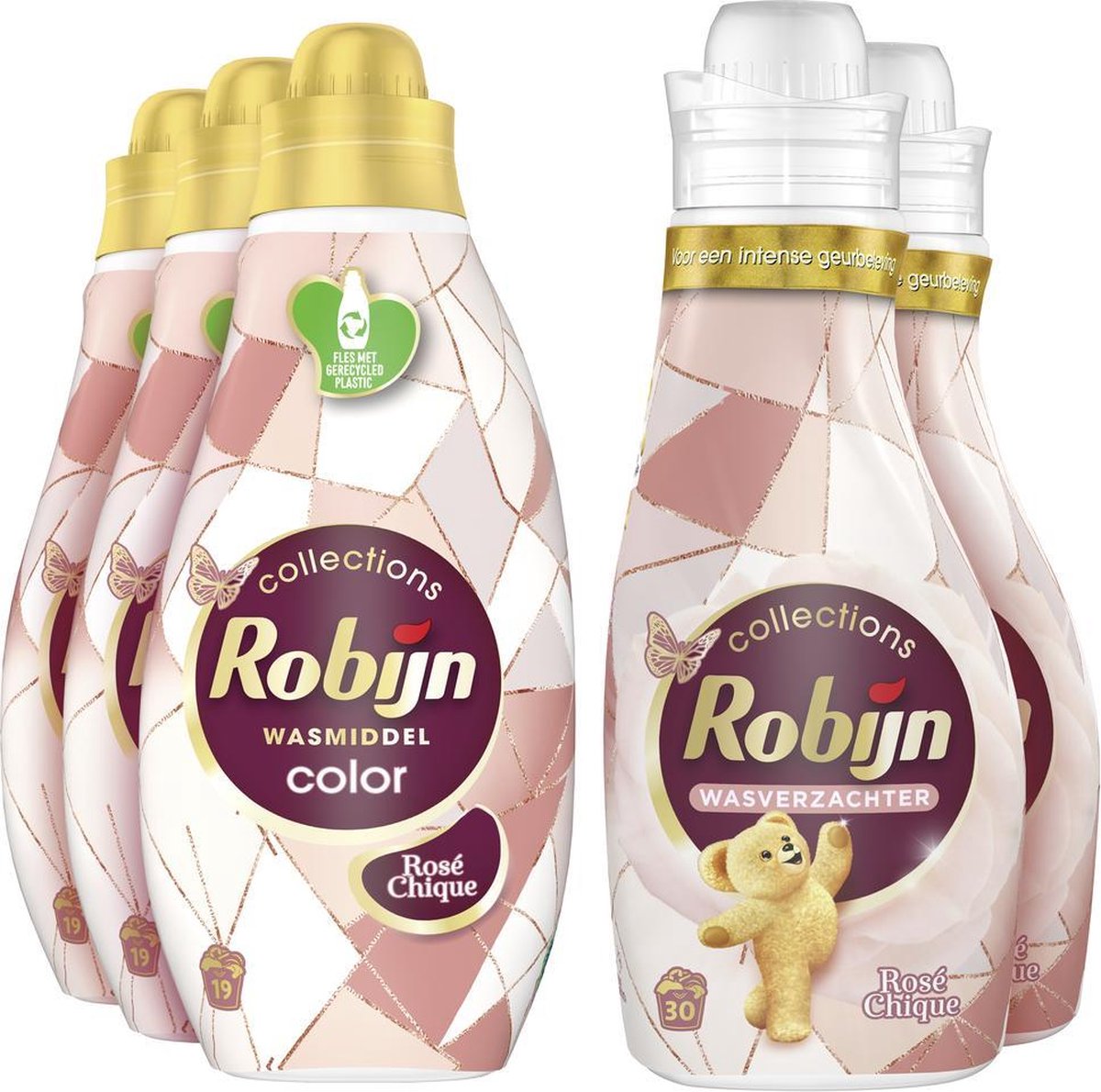 Moederdagkaart met fles wasmiddel en bloemen
