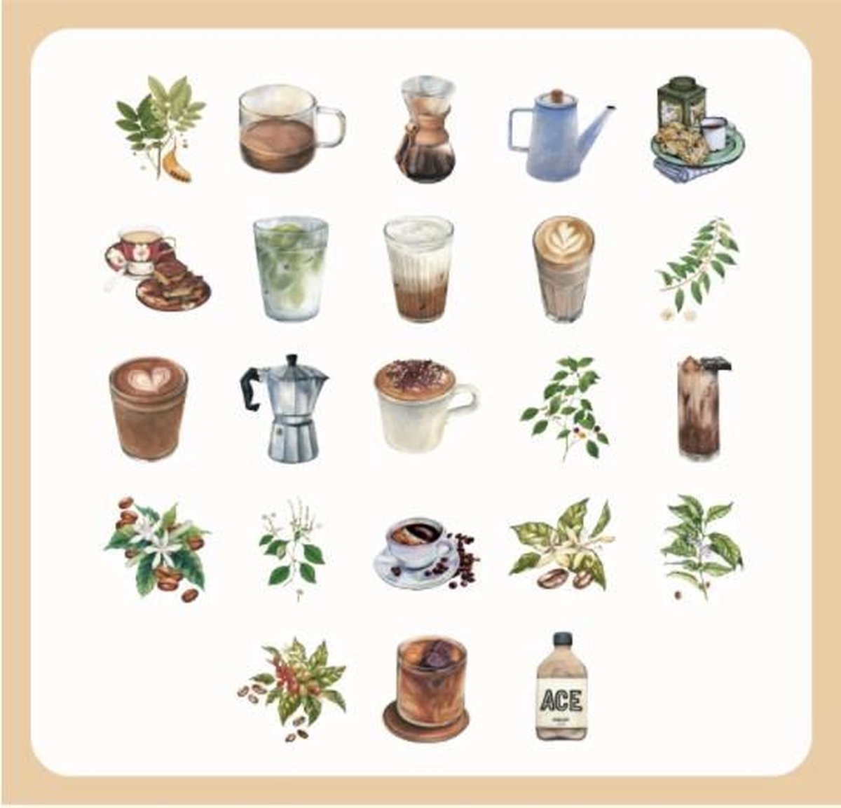 46 Sticker Rondom Koffie - Thema Koffie en Koffieplanten En Bonen - C051 - Voor Scrapbook Of  Bullet Journal - Stickers Voor Volwassenen En Kinderen - Agenda Stickers - Decoratie Stickers — afbeelding 5