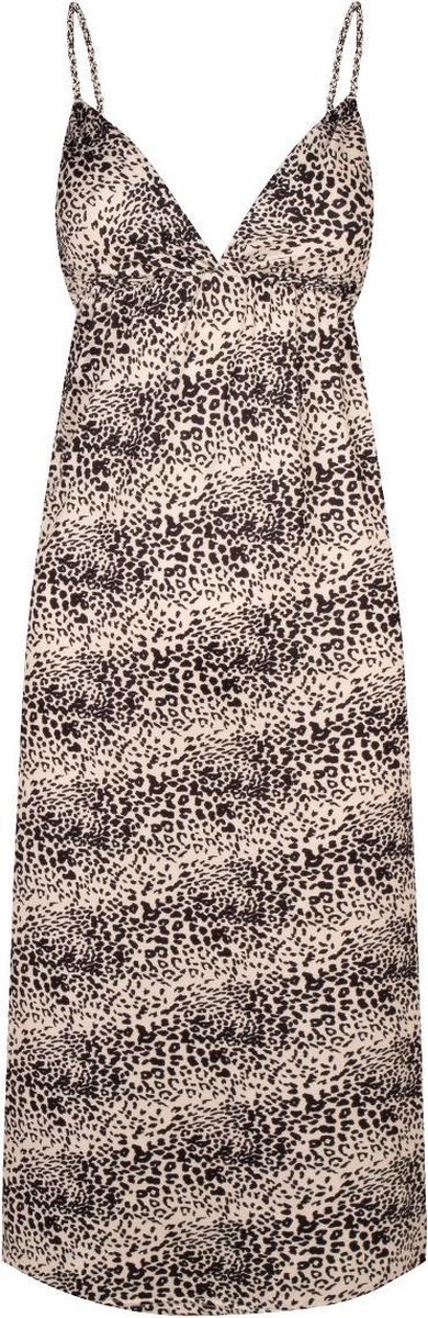 Midi jurk - Leopard - M - Beige Zwart