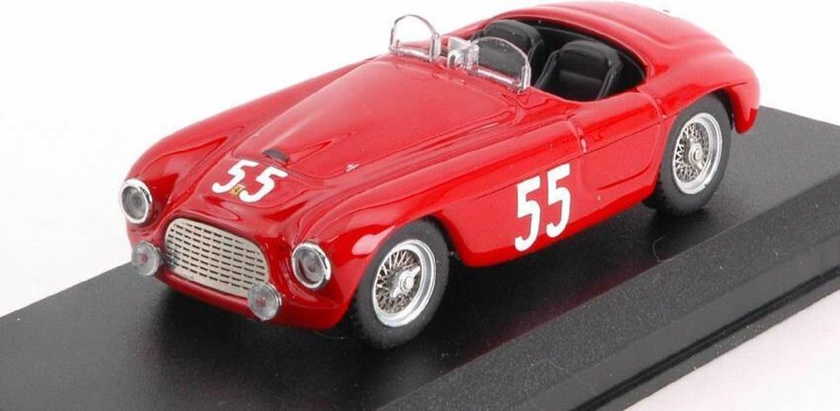 De 1:43 Diecast Modelcar van de Ferrari 166MM Barchetta #55 van de 6H Sebring in 1950. De coureurs waren Kimberly en Lewis. De fabrikant van het schaalmodel is Art-Model. Dit model is alleen online verkrijgbaar