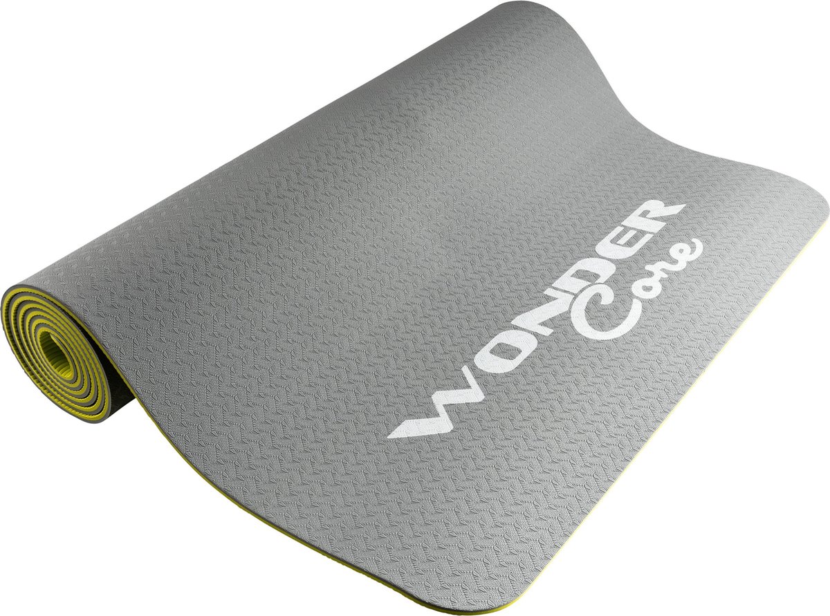 Wonder Core Yogamat TPE 173x61x0,6 cm grijs en groen