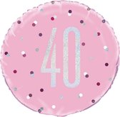 Helium Ballon 40 Jaar Roze 45cm leeg