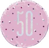 Helium Ballon 50 Jaar Roze 45cm leeg