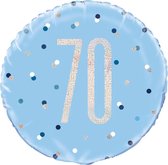 Helium Ballon 70 Jaar Blauw 45cm leeg