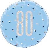 Helium Ballon 80 Jaar Blauw 45cm leeg