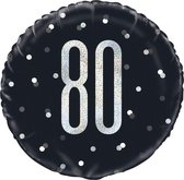 Helium Ballon 80 Jaar Zwart 45cm leeg