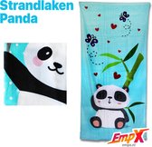 Panda Bamboe - Strandlaken - 70 x 140 cm - Badstof Strandlakens - kinderen Strandlakens Strandlakens Bamboe - Blauw/Turquoise - pandabeer bamboe - 100% katoen + EmpX Sticker