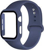 Siliconen band en case voor Apple Watch 44mm Serie 4,5 en 6 - Blauw  - Blue