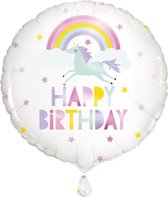 Helium Ballon Happy Birthday Eenhoorn 45cm leeg
