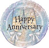 Helium Ballon Happy Anniversary 45cm leeg