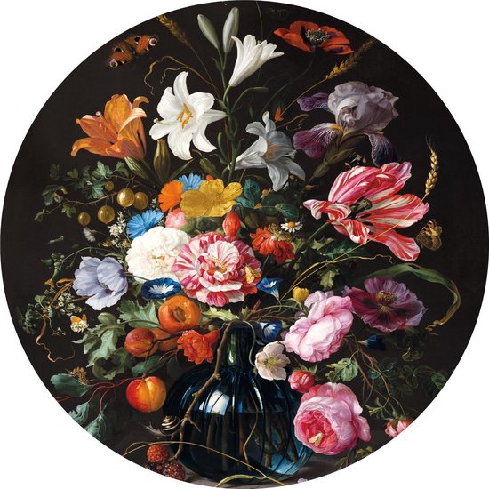 PosterGuru - cercle mural - pour l'extérieur - affiche de jardin - 60 cm - Vase nature morte avec fleurs No1