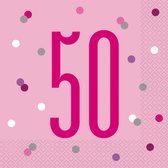 Servetten 50 Jaar Roze 33cm 16st