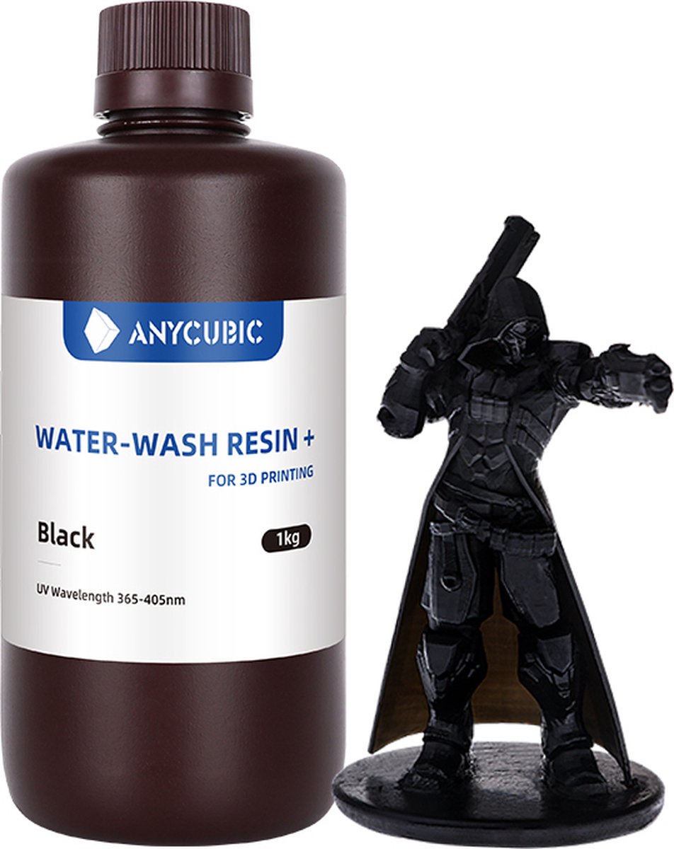 Anycubic Water-Wash Resin+ - 1Liter - 5 Verschillende Kleuren - 3D Printer Resin - Zwart