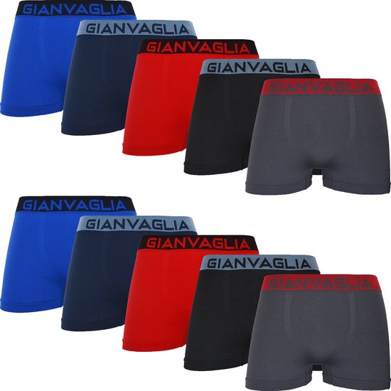 Microfiber Heren Boxershort - 10-pack - Donkergrijs Zwart Rood Blauw - Maat XL/XXL - Heren Ondergoed