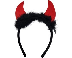 Duivel hoorntjes - Accessoires - Oortjes - Diadeem - Carnaval accessoires - Halloween - Met pluche