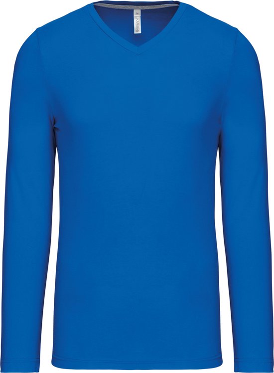 T-shirt Blauw cobalt manches longues et col V marque Kariban taille XL