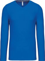 Herenshirt met lange mouwen en V-hals Light Royal Blue - XXL