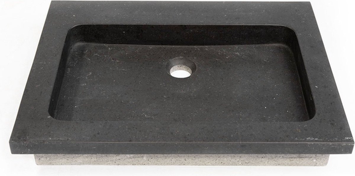 Saniclass Noche meubelwastafel 60x46x9cm met 0 kraangaten 1 sifonuitsparing basalt gepolijst