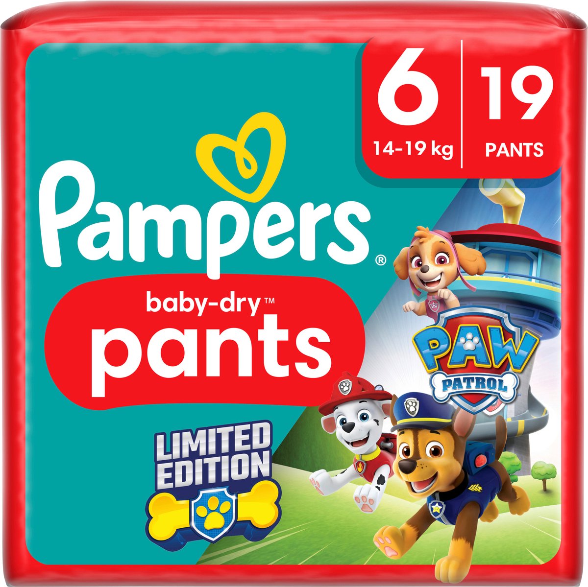 Goedkoopste Pampers Baby Pants Baby Dry Maat 6 Extra Large (14-19 kg) Limited Edition Paw Patrol, 19 luierbroekjes