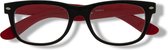 Noci Eyewear NCR013 leesbril +3.50 WF frame zwart met rood - rechthoekig