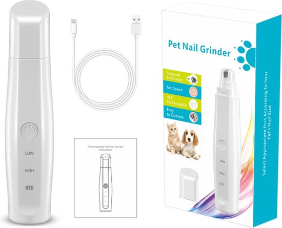 Pet Nail Grinder® - Nagelvijl voor katten - Elektrische Nagel Vijl Voor Huisdieren - Knipper - Schaar - Nagelvijl - Trimmer - Draadloos - Diamante Vijlkop - Honden/Katten/Konijnen.