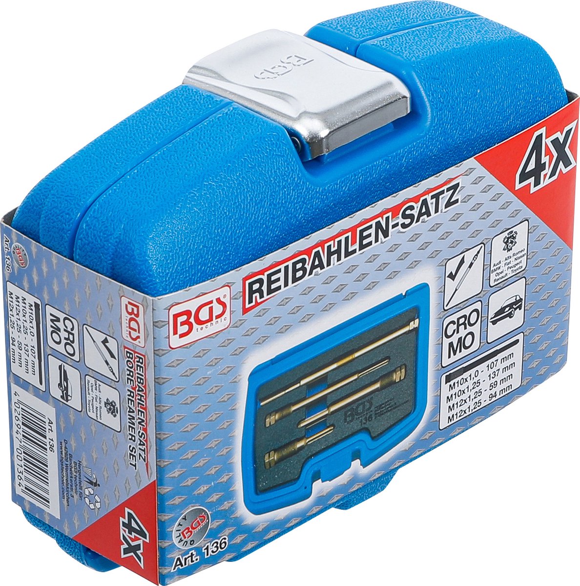 BGS Handruimerset voor bougieboringen 4 delig