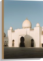 Hout - Voorkant van Sjeik Zayed Moskee - 40x60 cm - 9 mm dik - Foto op Hout (Met Ophangsysteem)