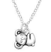 Joy|S - Zilveren koala hanger 9 mm - inclusief ketting 45 cm - geoxideerd - kinderketting