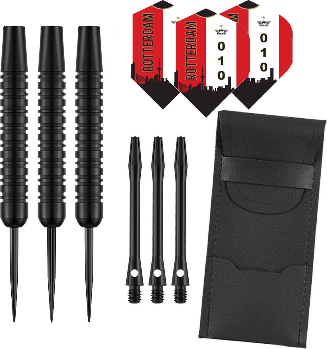 Darts Set Black - dartpijlen - Rotterdam Thuis - dart shafts - dart flights - 23 gram - dartspijlen - Cadeau