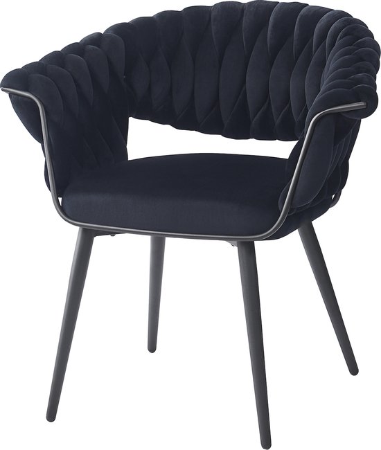 HTfurniture-Helen stitching chair-Black color-with black legs