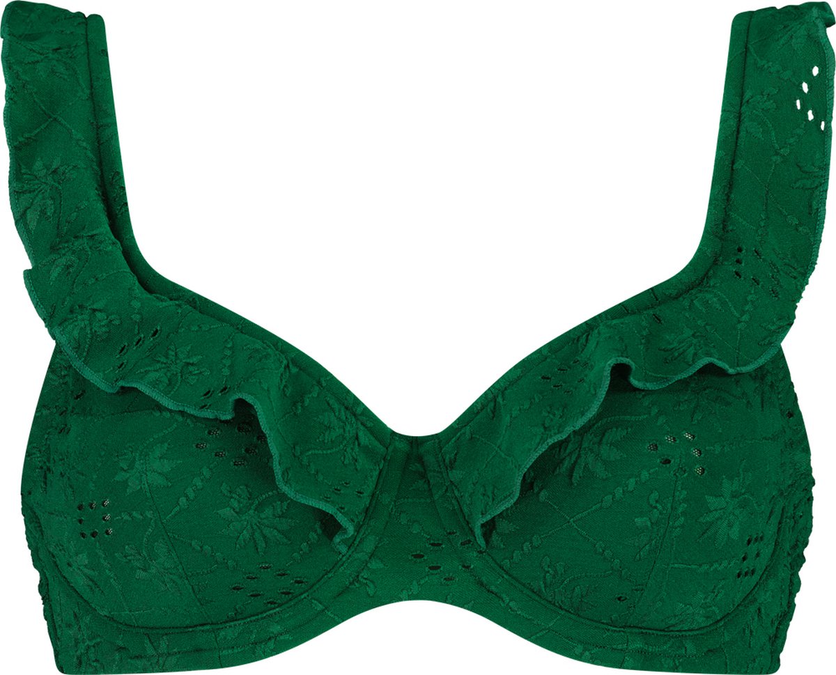 Beachlife Green Embroidery Dames Bikinitopje Donkergroen, Groen