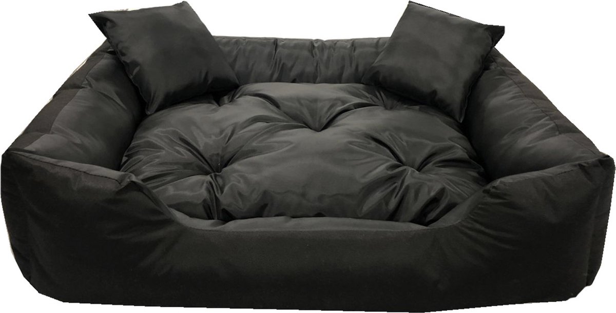 Ecco - Honden- en kattenbed met kussen | Binnenmaat: 130x100 / Buitenmaat: 145x115cm - Zwart