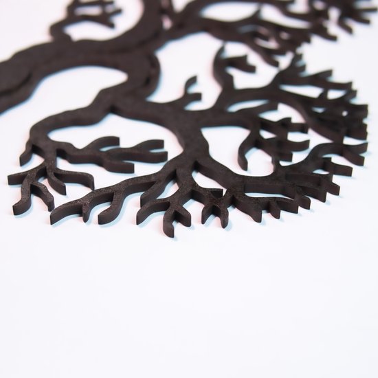 Décoration murale - Éléphant De Branches Et Arbres - Animaux - Bois - Dessin Au Line Mural - Art Décoration murale - Salon - Chambre - A Accrocher Au Mur - Zwart - 69,5 x 59 cm