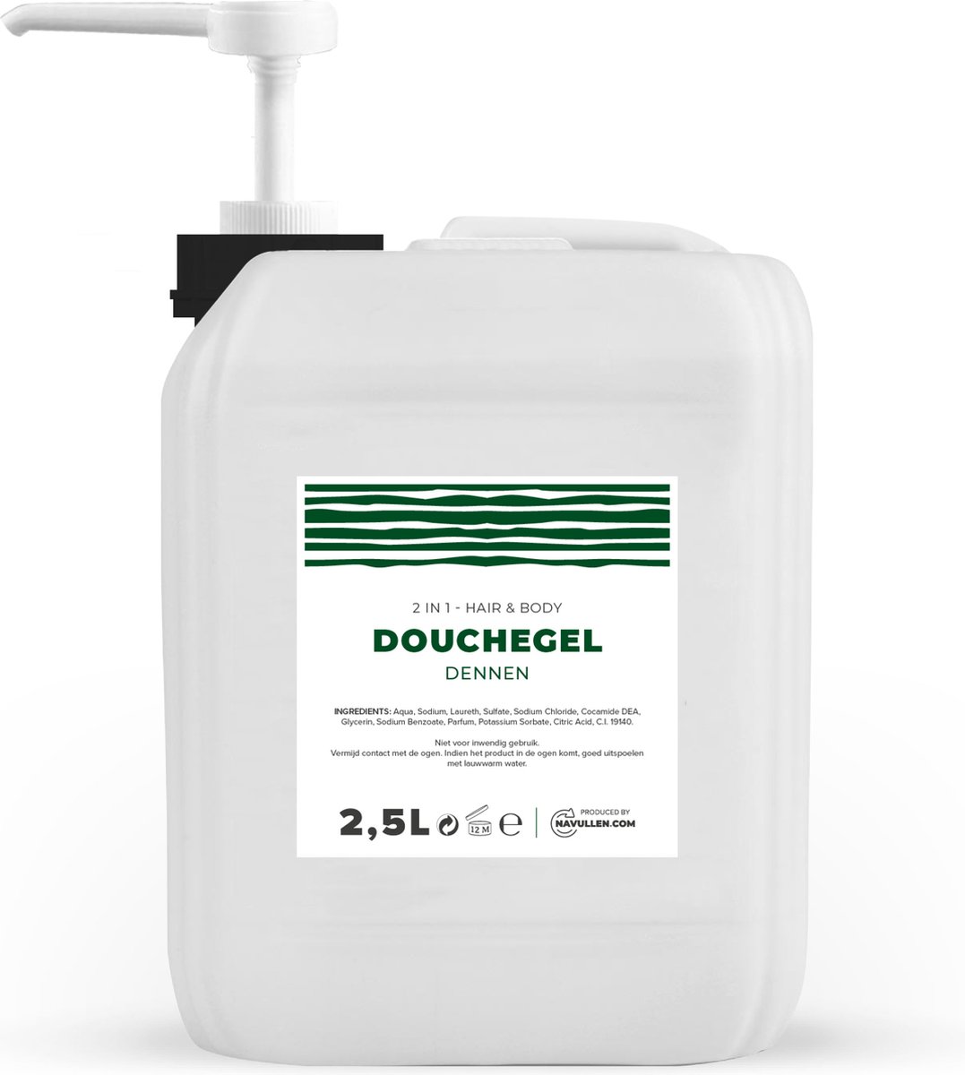 Douchegel - Dennen - 2,5 Liter - Jerrycan - Met Pomp - Hair & Body - Navulling – Navullen